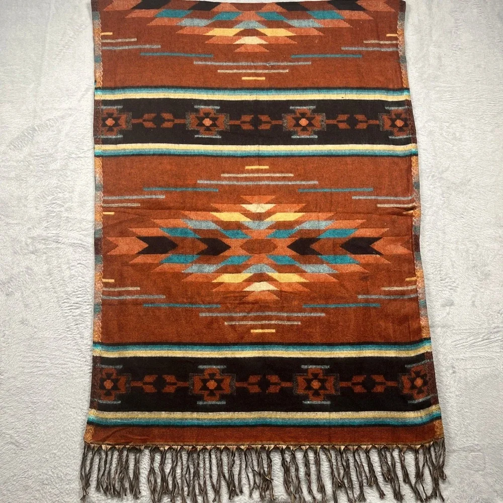 El Paso Saddleblanket Co Table Runner 40x27 Rust Geometric Southwestern
